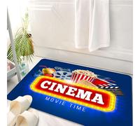 HKPOEQ Tappeto Bagno 50 x 80 cm,Tappetino in Microfibra, Tappeti Assorbente Antiscivolo,Tema del film, oggetto con popcorn, bevanda, ciak e altri elementi del film su sfondo,Soffice Tappetini Doccia