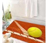 HKPOEQ Tappeto Bagno 50 x 80 cm,Tappetino in Microfibra, Tappeti Assorbente Antiscivolo,Tennis su campo in terra battuta, palline da tennis sportive su superficie in terra b,Soffice Tappetini Doccia