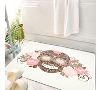 HKPOEQ Tappeto Bagno 50 x 80 cm,Tappetino in Microfibra, Tappeti Assorbente Antiscivolo,Teschio, teschio e rose, uomo morto a colori, stampa d'arte grafica spettrale in stil,Soffice Tappetini Doccia