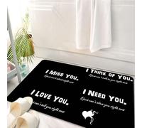 HKPOEQ Tappeto Bagno 50 x 80 cm,Tappetino in Microfibra, Tappeti Assorbente Antiscivolo,Testo bianco su sfondo nero: Ti penso, Mi manchi, Ho bisogno di te, Ti amo,Soffice Tappetini Doccia
