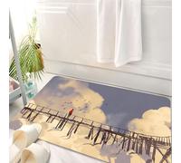 HKPOEQ Tappeto Bagno 50 x 80 cm,Tappetino in Microfibra, Tappeti Assorbente Antiscivolo,Ti amo, Luna Superficie Romantica Grande Amore Partner Galattici Amici San Valentino,Soffice Tappetini Doccia