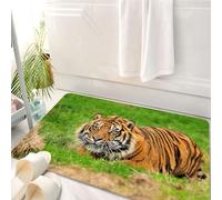 HKPOEQ Tappeto Bagno 50 x 80 cm,Tappetino in Microfibra, Tappeti Assorbente Antiscivolo,Tigre segreta nell'erba, sguardo vigile della tigre d'erba, tigre posta tra le piante,Soffice Tappetini Doccia