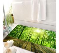 HKPOEQ Tappeto Bagno 50 x 80 cm,Tappetino in Microfibra, Tappeti Assorbente Antiscivolo,Tranquilla piattaforma di legno, bambù e sole sul ponte di legno di un'oasi naturale,Soffice Tappetini Doccia