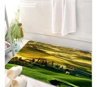 HKPOEQ Tappeto Bagno 50 x 80 cm,Tappetino in Microfibra, Tappeti Assorbente Antiscivolo,Tranquillo paesaggio toscano di Pienza Toscana Vigneti Alberi Prato Antica collina ci,Soffice Tappetini Doccia