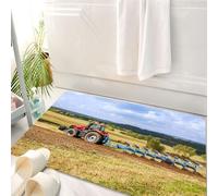 HKPOEQ Tappeto Bagno 50 x 80 cm,Tappetino in Microfibra, Tappeti Assorbente Antiscivolo,Trattore al lavoro arando i vasti campi, trattore e aratro nel paesaggio,Soffice Tappetini Doccia