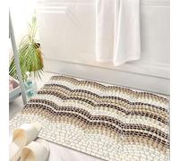 HKPOEQ Tappeto Bagno 50 x 80 cm,Tappetino in Microfibra, Tappeti Assorbente Antiscivolo,Tre onde beige e marroni su uno sfondo chiaro imitano la forma di un antico mosaico i,Soffice Tappetini Doccia