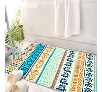 HKPOEQ Tappeto Bagno 50 x 80 cm,Tappetino in Microfibra, Tappeti Assorbente Antiscivolo,Tribù azteca tribale, design a strisce dai toni audaci, splendide strisce in stile tr,Soffice Tappetini Doccia