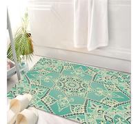 HKPOEQ Tappeto Bagno 50 x 80 cm,Tappetino in Microfibra, Tappeti Assorbente Antiscivolo,Turchese, Arabo, Islamico, Persiano, Impero Ottomano, Motivo, Turco, Iran, Razza,Soffice Tappetini Doccia
