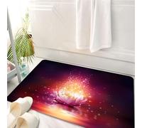 HKPOEQ Tappeto Bagno 50 x 80 cm,Tappetino in Microfibra, Tappeti Assorbente Antiscivolo,Un loto rosa radioso galleggia sull'acqua, circondato da stelle scintillanti e abbagl,Soffice Tappetini Doccia