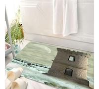 HKPOEQ Tappeto Bagno 50 x 80 cm,Tappetino in Microfibra, Tappeti Assorbente Antiscivolo,Una torre misteriosa nella tempesta, una torre di pietra collegata da un fragile pont,Soffice Tappetini Doccia