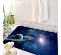 HKPOEQ Tappeto Bagno 50 x 80 cm,Tappetino in Microfibra, Tappeti Assorbente Antiscivolo,Universo con anelli e nebulose, con sfondi di pianeti e stelle, tra nuvole colorate,Soffice Tappetini Doccia