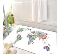 HKPOEQ Tappeto Bagno 50 x 80 cm,Tappetino in Microfibra, Tappeti Assorbente Antiscivolo,varie banconote del mondo che illustrano l'economia mondiale a forma di mondo,Soffice Tappetini Doccia
