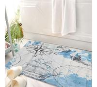 HKPOEQ Tappeto Bagno 50 x 80 cm,Tappetino in Microfibra, Tappeti Assorbente Antiscivolo,Vecchia caravella, barca a vela d'epoca, mostro marino. Dettaglio delle vecchie carte,Soffice Tappetini Doccia