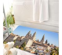 HKPOEQ Tappeto Bagno 50 x 80 cm,Tappetino in Microfibra, Tappeti Assorbente Antiscivolo,Veduta di Santiago de stela con la Cattedrale di Santiago de stela,Soffice Tappetini Doccia