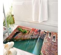 HKPOEQ Tappeto Bagno 50 x 80 cm,Tappetino in Microfibra, Tappeti Assorbente Antiscivolo,Venezia, canale d'acqua panoramico e vecchi edifici storici, case, muri in mattoni de,Soffice Tappetini Doccia