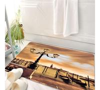 HKPOEQ Tappeto Bagno 50 x 80 cm,Tappetino in Microfibra, Tappeti Assorbente Antiscivolo,Venezia, Laguna di Venezia Gondole ormeggiate in Piazza San Marco sul Canal Grande Ci,Soffice Tappetini Doccia