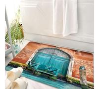 HKPOEQ Tappeto Bagno 50 x 80 cm,Tappetino in Microfibra, Tappeti Assorbente Antiscivolo,Venezia, Palazzo antico con porta d'ingresso antica Città sull'acqua Storico Urbano D,Soffice Tappetini Doccia