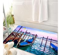 HKPOEQ Tappeto Bagno 50 x 80 cm,Tappetino in Microfibra, Tappeti Assorbente Antiscivolo,Venezia, vista serale da sogno della famosa isola italiana,Soffice Tappetini Doccia