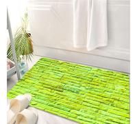 HKPOEQ Tappeto Bagno 50 x 80 cm,Tappetino in Microfibra, Tappeti Assorbente Antiscivolo,Verde lime, parete pastello, sfondo di mattoni dai toni vivaci, stile urbano moderno,Soffice Tappetini Doccia