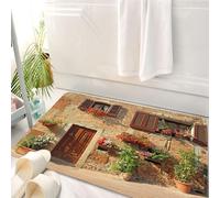 HKPOEQ Tappeto Bagno 50 x 80 cm,Tappetino in Microfibra, Tappeti Assorbente Antiscivolo,Vicolo toscano, pittoresco con architettura mediterranea che fiorisce in italiano,Soffice Tappetini Doccia