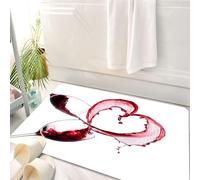 HKPOEQ Tappeto Bagno 50 x 80 cm,Tappetino in Microfibra, Tappeti Assorbente Antiscivolo,Vino, cuore con vino rosso nei bicchieri Amore romantico Valenti,Soffice Tappetini Doccia