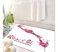 HKPOEQ Tappeto Bagno 50 x 80 cm,Tappetino in Microfibra, Tappeti Assorbente Antiscivolo, Vino, vino un po', ti senti meglio - Citazione ispiratrice - Versare la bottiglia,Soffice Tappetini Doccia