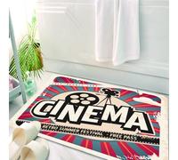 HKPOEQ Tappeto Bagno 50 x 80 cm,Tappetino in Microfibra, Tappeti Assorbente Antiscivolo,Vintage, Retro Kino Film Vintage Carta Texture Hollywood Stars Design attivo,Soffice Tappetini Doccia