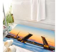 HKPOEQ Tappeto Bagno 50 x 80 cm,Tappetino in Microfibra, Tappeti Assorbente Antiscivolo,Vista da cartolina del Ponte del Palazzo con la Fortezza di Pietro e Paolo, simbolo d,Soffice Tappetini Doccia