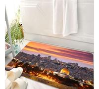 HKPOEQ Tappeto Bagno 50 x 80 cm,Tappetino in Microfibra, Tappeti Assorbente Antiscivolo,Vista dal Monte degli Ulivi alla Città Vecchia di Gerusalemme,Soffice Tappetini Doccia