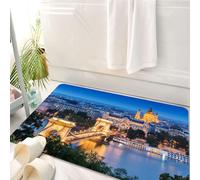 HKPOEQ Tappeto Bagno 50 x 80 cm,Tappetino in Microfibra, Tappeti Assorbente Antiscivolo,Vista del centro di Budapest attraverso il Danubio, splendido paesaggio urbano dopo i,Soffice Tappetini Doccia