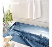 HKPOEQ Tappeto Bagno 50 x 80 cm,Tappetino in Microfibra, Tappeti Assorbente Antiscivolo,Vista della città di Mozhaisk nella regione di Mosca in una gelida mattina invernale,Soffice Tappetini Doccia