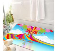 HKPOEQ Tappeto Bagno 50 x 80 cm,Tappetino in Microfibra, Tappeti Assorbente Antiscivolo,Vulcano, Skyline di Napoli e Vesuvio nell'eruzione dell'arcobaleno,Soffice Tappetini Doccia