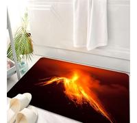 HKPOEQ Tappeto Bagno 50 x 80 cm,Tappetino in Microfibra, Tappeti Assorbente Antiscivolo,Vulcano Tungurahua in Ecuador di notte e geologia, arancione giallo nero,Soffice Tappetini Doccia