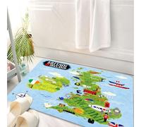 HKPOEQ Tappeto Bagno 50 x 80 cm,Tappetino in Microfibra, Tappeti Assorbente Antiscivolo,Wanderlust, mappe dei cartoni animati della Gran Bretagna e dell'Irlanda per bambini,Soffice Tappetini Doccia