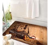 HKPOEQ Tappeto Bagno 50 x 80 cm,Tappetino in Microfibra, Tappeti Assorbente Antiscivolo,Western da, stivali texani americani per chitarra in stile country USA Culture po,Soffice Tappetini Doccia