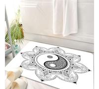 HKPOEQ Tappeto Bagno 50 x 80 cm,Tappetino in Microfibra, Tappeti Assorbente Antiscivolo,Ying Yang, caratteri asiatici Yin Yang per il movimento e l'armonia nel modello di ma,Soffice Tappetini Doccia