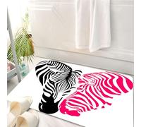 HKPOEQ Tappeto Bagno 50 x 80 cm,Tappetino in Microfibra, Tappeti Assorbente Antiscivolo,Zebra rosa, coppia di zebre africane con teste a forma di cuore per un matrimonio d'a,Soffice Tappetini Doccia