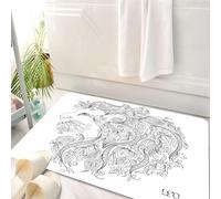 HKPOEQ Tappeto Bagno 50 x 80 cm,Tappetino in Microfibra, Tappeti Assorbente Antiscivolo,Zodiaco, Volto del Leone con Fiori sui Capelli, Re della Foresta, Tema Oroscopo,Soffice Tappetini Doccia