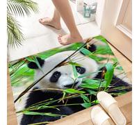 HKPOEQ Tappeto Bagno Antiscivolo 40x60cm,Animale, un panda bianco e nero si gode il bambù, circondato da fogli,Tappetino Bagno Morbido e Assorbente,Lavabile in Lavatrice,Tappeto Doccia per Vasca o WC