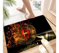 HKPOEQ Tappeto Bagno Antiscivolo 40x60cm,Bitcoin, simbolo delle criptovalute che brucia tra le me e banconote,Tappetino Bagno Morbido e Assorbente,Lavabile in Lavatrice,Tappeto Doccia per Vasca o WC