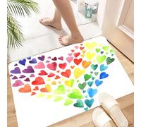 HKPOEQ Tappeto Bagno Antiscivolo 40x60cm,Cuori arcobaleno e multicolori che formano un'enorme opera d'arte isp,Tappetino Bagno Morbido e Assorbente,Lavabile in Lavatrice,Tappeto Doccia per Vasca o WC