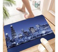 HKPOEQ Tappeto Bagno Antiscivolo 60x90cm,Città del Blues, grattacieli, skyline, edifici alti sulla riva del fi,Tappetino Bagno Morbido e Assorbente,Lavabile in Lavatrice,Tappeto Doccia per Vasca o WC