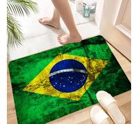 HKPOEQ Tappeto Tappetino in Microfibra, Tappeti Assorbente Antiscivolo,Lavabile Soffice Tappetini Doccia,Bandiera brasiliana contorta, su sfondo strutturato arrugginito, simbolo del Brasil,60x100 cm