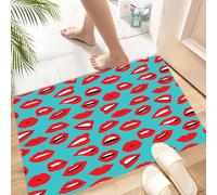 HKPOEQ Tappeto Tappetino in Microfibra, Tappeti Assorbente Antiscivolo,Lavabile Soffice Tappetini Doccia,Bacio, Ragazza con rossetto rosso e bocca di donna che esprime diverse stelle,60x100 cm