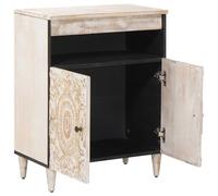 HKQWPBF Credenza con vano portaoggetti, bianco, 60 x 33,5 x 75 cm | Due scomparti, gambe in metallo, facile da pulire, panno umido, soggiorno, libri, stoviglie, elettronica