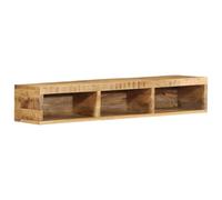 HKQWPBF Mobile da parete per TV, 100 x 30 x 19 cm, in legno di mango grezzo | montaggio a parete, spazio per DVD e libri, panno umido per la pulizia, venature del legno di mango