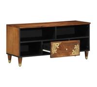 HKQWPBF Mobile TV marrone miele, 100 x 33 x 46 cm, in legno massiccio di | in legno, scaffale con cassetti, montaggio a parete, dispositivi multimediali, libri, decorazioni, schermo piatto, console