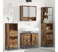 HKQWPBF Moderno set di mobili da bagno con cassetti, 4 pezzi, in legno, composto da armadietto a specchio, mobiletto sottolavabo, armadio basso e alto per molto spazio