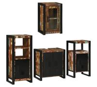 HKQWPBF Moderno set di mobili da bagno in metallo robusto con finitura scura, composto da mobiletto basso, armadietto alto, armadio a parete e mensola, set da 4 pezzi per ordine e stile