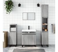 HKQWPBF Set di 3 mobili da bagno grigio in legno con piedini in metallo, molto spazio, design elegante, resistente all'umidità, facile da pulire, con supporto da parete per il fissaggio